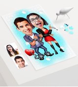 Resim Bk Gift Kişiye Özel Sevgililer Karikatür 240 Parça A3 Puzzle - 1 