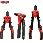 Resim DELIXI ELECTRIC Profesyonel Perçin Tabancası Seti, Ergonomik Manuel Çekme Tabancası, Yüksek Kaldıraç, Çoklu Boyutlar (20.32cm, 25.4cm, 30.48cm, 24.13cm), Dayanıklı Malzeme, Marangozluk ve Metal İşleri İçin 
