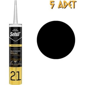 Resim Selsil Silikonize Mastik Siyah 500 Gr. - 5 Adet Siyah Siyah 
