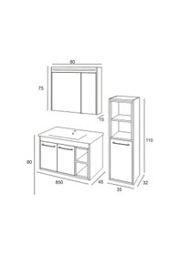 Resim Denko Latte 85 Cm Mdf Sonoma Banyo Dolabı Takımı + Boy Dolabı Çok Renkli 