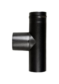 Resim Pelet Soba Borusu Te 90 / 11 Cm / Çap: 8 Cm / Mat Siyah / 304 Krom / Contalı / Baba's Stove 