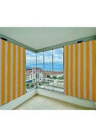 Resim Ceylan Home Balkon Perdesi Kuş Gözü Ölçü Seçenekli Sarı Beyaz Çizgili Sarı 