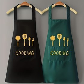 Resim Cepli 1 Adet Pişirme Önlüğü - Ayarlanabilir, Polyester Kumaş, Siyah veya Yeşil, Mutfak, Kahve Barı veya Restoran Kullanımı İçin Uygun 