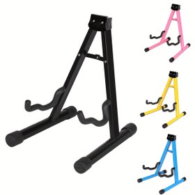 Resim Gitar Sehpası, Kaymaz Kauçuk ve Köpük Kollu A-Frame Katlanır Gitar Sehpası, Akustik Gitar için Metal Gitar Standı, Elektro Gitar, Bas, Ukulele, Banjo 