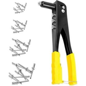 Resim Nisar Store Professional Perçin Tabancası Seti, El Tipi Metal Perçin Aleti, Siyah-Sarı Saplı, 10 Adet Perçin ile Birlikte 