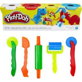 Resim Play-doh Oyun Hamuru 4 Renk + Merdane Bıçak Kalıbı Seti 