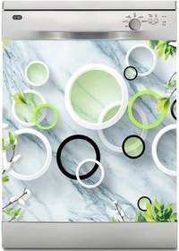 Resim Bulaşık Makinesi Sticker Kaplama Beyaz Eşya Kaplama Yuvarlak Mermer 