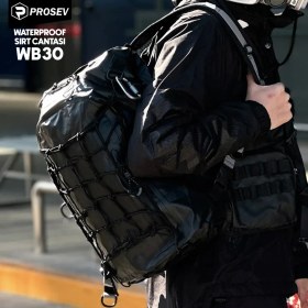 Resim Prosev WB30 Su Geçirmez Motosiklet Arka Çanta 30 Litre Siyah Dayanıklı Malzeme ile 