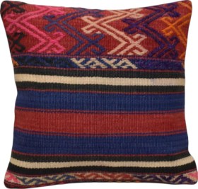 Resim Zehra Abla Halı Yeni El Dokuma Dekoratif Kilim Kırlent Yastık Kılıfı 6526 Çok Renkli 