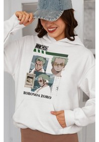 Resim Sevbano One Piece Roronoa Zoro Baskılı Unisex Oversize Anime Karakter Hoo beyaz 