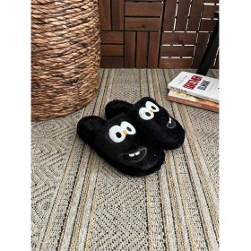 Resim BEHTAH KUNDURA Erkek , Kadın Ev Terliği Gülen Komik Yüz Sessiz Tabanlı Peluş Pofuduk Ev Terliği Çeyiz Bohça Terliği 