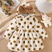 Resim Kızlar için Sevimli Ekose Kurdele ve Polka Dot Peluş Elbise - Uzun Kollu, Volanlı Uç, Yumuşak Suni Kürk Sonbahar/Kış İçin, Dış Mekan Oyunları ve Rahat Giyim İçin Mükemmel, Çocuklar İçin Harika Bir Tatil Hediyesi, Kızlar İçin Kış Giyim, Mevsimsel Çocuk Giyim, Rahat Çocuk Elbisesi, Dış Mekan İçin Mükemmel 