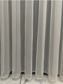 Resim Tül Perde Lüks Amazon Armür Düz Tül Perde 1/3 Sık Pile Kurşun Etekli Ekru 