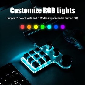 Resim 9 Anahtar Mini Tuş Takımı 3 Kontrol Düğmesi, Özelleştirilebilir Kırmızı Anahtar RGB LED USB C Bağlantı Kablolu Mekanik Tuş Takımı Oyun, Ofis, Müzik Için 