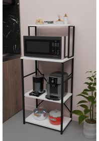 Resim Mutfak Banko Raf Dolap Düzenleyici Mikrodalga Fırın Rafı Beyaz 