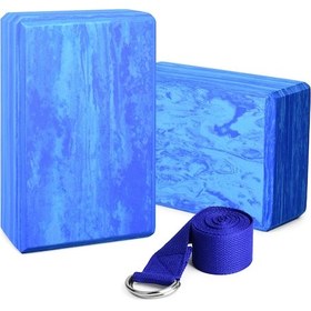 Resim 2 Adet Eva Yoga Bloğu Ve 1 Adet Germe Kayışı İle Yoga Pilates Güç Artırıcı Denge Ve Esneklik Yardımı 