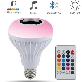 Resim Akıllı LED Ampul 12W Rgb, Bluetooth Hoparlör ve Uzaktan Kumanda, E27 Beyaz Işık – Müzik ve Aydınlatma 