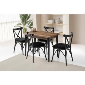 Resim Ceviz Çapraz Sandalye 100+25 Silva Açılabilir Masa Takımı Barok Ceviz 