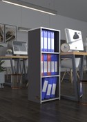 Resim Kenzlife Klasörlük Raflı Almakay Gri 105*40*30 Kitaplık Ofis Arkalıksız 