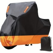 Resim Her Mevsim Motosiklet Örtüsü - 294.64cm for HONDA, for MITSUBISHI ve Daha Fazlası İçin - Dayanıklı Polyester Güneş Koruma ile Turuncu Detaylar, Depolama Çantası Dahil, Her Mevsim Motosiklet Örtüsü, Dış Mekan Depolama, Şık Tasarım, Yüksek Kaliteli Malzeme 