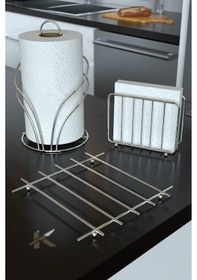 Resim Karteya Gümüş Krom Ekmek Sepeti Ve Servis Sunum Seti Havluluk Peçetelik Nihale Ekmeklik 4'lü Set Gümüş 