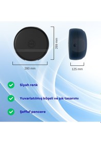 Resim Mulpex Duvara Monte Mini Jumbo Tuvalet Kağıdı Dispenseri Abs Gövde, Kilitli, Vidalı & Yapışkan Siyah Siyah 