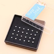 Resim 24 Parça Şık 202 Paslanmaz Çelik Taşlı Burun Piercing Takısı, 2mm Yüz Aksesuar Seti 