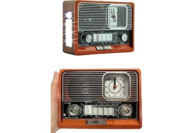 Resim Nostaljik Vintage Radyo Taşınabilir Bluetooth Bağlantılı Hoparlör Radyo 