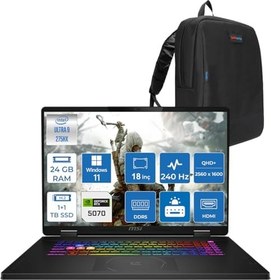 Resim MSI Crosshaır 18 Hx Aı A2XWGKG-032XTR Intel Core Ultra 9-275HX Aı 24GB 1tb SSD +1tb SSD 8GB/RTX5070 Gddr7 115W 18"2.5k Windows 11 Pro Taşınabilir Bilgisayar W032XTRP04+ZETTAÇANTA 