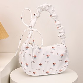 Resim Kalp Doldu! Çiçek Desenli Plise El Çantası, Kadın Moda Tote, Büyük Kapasiteli Makyaj Çantası, Rahat Kadın Çantası, Kadınlar İçin Baskılı El Çantası, Tatlı Stil Çok Yönlü Moda 