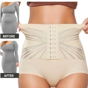 Resim Kadınlar İçin Yüksek Bel Karın Kontrol İç Çamaşırı - Doğum Sonrası Göbek Bağı, Kalça Kaldırma ve Şekillendirme Şortu, Ayarlanabilir Tokalı, Sezaryen, Hamilelik ve (Göğüs Pedi Yok) için Güçlü Kompresyon 