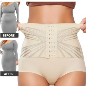 Resim Kadınlar İçin Yüksek Bel Karın Kontrol İç Çamaşırı - Doğum Sonrası Göbek Bağı, Kalça Kaldırma ve Şekillendirme Şortu, Ayarlanabilir Tokalı, Sezaryen, Hamilelik ve (Göğüs Pedi Yok) için Güçlü Kompresyon 