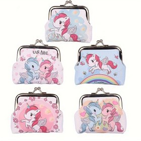 Resim BDQPIN Kızlar için Sevimli Unicorn Temalı Mini Cüzdan - Renkli Karikatür Tasarımlı Dayanıklı Suni Deri Bozuk Para Cüzdanı, Çıtçıt Kapatma - Nakit, Anahtarlar & Küçük Eşyalar için İdeal - Halloween/Noel/Şükran Günü için Mükemmel Hediye 