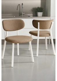 Resim Canisa Axton Serisi Sabit Mdf 90x168 Beyaz Mutfak Masa Takımı 6 Cappucino Sandalye Beyaz Masa Cappucino Sandalye 