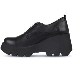 Resim Bueno Shoes Siyah Deri Kadın Dolgu Topuklu Ayakkabı 01wz8400 