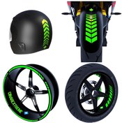 Resim Çınar Extreme Moto Rider 4'lü Sticker Seti Floresan Yeşil Iç Dış Jant Şeridi Kask Ve Çamurluk 