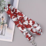 Resim Adorable Hello Kitty Cartoon Character Badge Holder Lanyard - Detachable Phone Lanyard Keychain, Card Cover Accessory, Cute Girls' Fashion Keyring - Perfect for School, Office, Or Travel 
