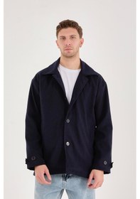 Resim Rocqerx X-2027 Astarlı Düğmeli Kaşe Mont Lacivert 