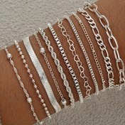 Resim 11 parça Minimalist Snake Chain ve Döndürülmüş Bilezik Seti - Alaşım, Günlük Giyim ve Tatil için Çok Yönlü, Ayarlanabilir Uzunluk, Tüm Mevsim Aksesuarı, Tatil Aksesuarı | Minimalist Bilezik | Alaşım Yapı, Yılan Takı 