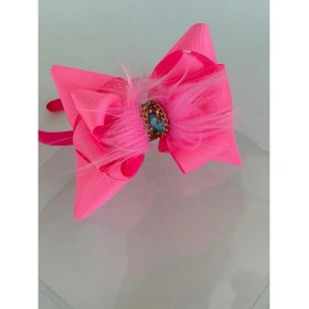Resim Queen Accessories Neon Pembe Şerit Taşlı Tüylü Anne Kız Çocuk Bebek Taç 