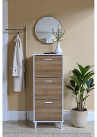 Resim Eliusta Nefes Ayaklı 52 Cm Ayakkabılık Kapı Önü/antre 3 Düşer Kapaklı Meşe 52x127x26 Cm Ayakkabılık Meşe 