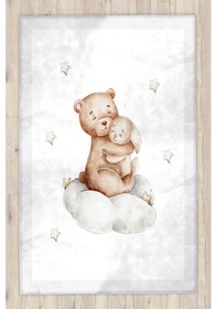 Resim Ayıcıklı Bambu Çocuk Halısı Beyaz 