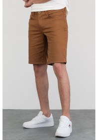 Resim HLT Jeans Erkek Kiremit Slim Kesim Comfort Likralı Denim Esnek Jeans Kot Şort Thomas-Kiremit 001 