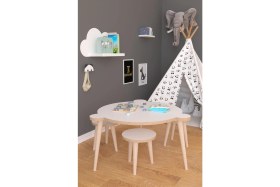 Resim Remaks Yuvarlak Yaz Sil Yüzey Çocuk Masa Sandalye Takımı 1 Aktivite Oyun Masası 2 Sandalye - Beyaz 