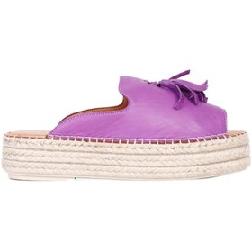 Resim Bueno Shoes Lila Deri Kadın Dolgu Topuklu Espadril Terlik 01wq3511 