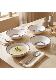 Resim Güral Yaprak Desenli 14 Cm 4lü Porselen Çorba Ve Salata Kasesi Seti Çok Renkli 