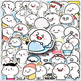 Resim 50 Adet Karikatür Sevimli İfade Graffiti Çıkartma Vinil Etiket Paketi Yetişkin Dekorasyon Bavul Su Şişesi DIY Cep Telefonu Dizüstü Bilgisayar Kaykay Bavul Kask Kendinden Yapışkanlı 