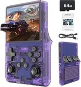 Resim R36S 64GB Elde Taşınabilir Retro Oyun Konsolu, Dahili 15000+ Klasik Oyun, 3.5 inç HD MIPI IPS Ekranlı Linux Sistemi, 3500mAh Taşınabilir Oyun ve Eğlence Cihazı (Mavi, 64GB) 