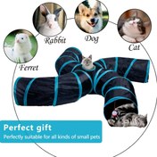 Resim Kediler için Katlanabilir Etkileşimli Kedi Tüneli, Çoklu Bölümler ve Asılı Oyuncaklar - Dayanıklı Polyester Pet Çadırı, Kediler, Yavru Kediler, Küçük Evcil Hayvanlar için - Tavşanlar, Feretler, Köpekler için Mükemmel Hediye, Canlı Tasarım, Sağlam Yapı 