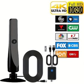 Resim 1pc 2025 Model Uzun Mesafe Dijital HDTV Anteni Sinyal Amplifikatörü ile, 4K Ultra HD 1080P Uyumlu, İç/Dış Mekan Kullanımı, Çoklu Montaj Seçenekleri, 3m Kablo, 560+ Mil Kapsama, Akıllı TV'ler, Eski HDTV, DVB-T2, DTMB, ATC, DVB-T, DMB-T, ISDB-T, ATSC, DAB/FM - Pil Gerekmez 